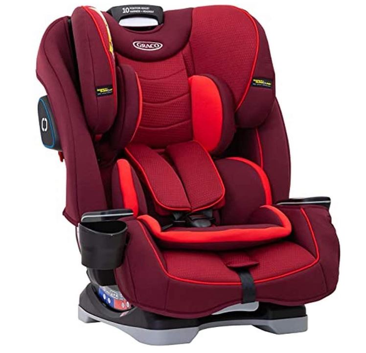 Graco Slimfit All-in-One Combination Car Seat, Group 0+/1/2/3 (Birth to 12 Years Approx, 0-36 kg), Chili